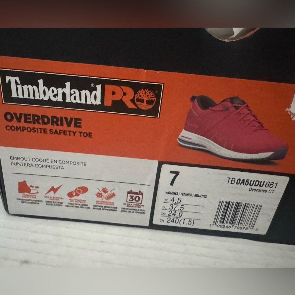 NEW Timberland PRO Overdrive Composite Safety Toe Women’s Size 7 Shoes - Picture 7 of 7
